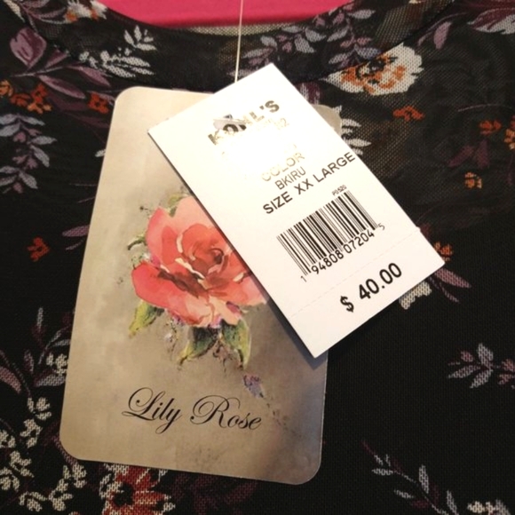 NEW Lily Rose Long Sleeve Black Floral Lined Dress XXL - Picture 4 of 8